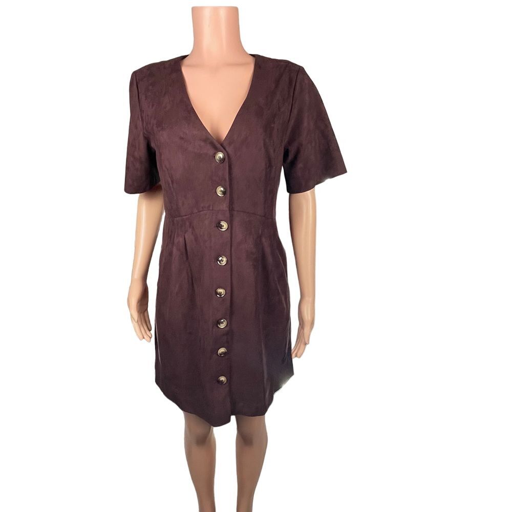 NWT Naked Zebra faux suede maroon, dusty burgundy midi dress, career, stretchy
